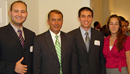 Turkish American inters Erim Canligil, Yenal Kucuker and Elif Selin Cila with House Minority Leader John Boehner on Capitol Hill, July 10, Washington, DC.