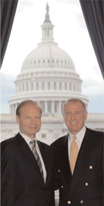 McCurdy with Dan Burton (R, IN) at Capitol Hill.
<br />
(Photo: Clark Rehme) 

